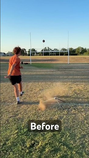 Before / After 45 minute Kicking Lesson with a HS Soccer Player Learning to be a Football Kicker