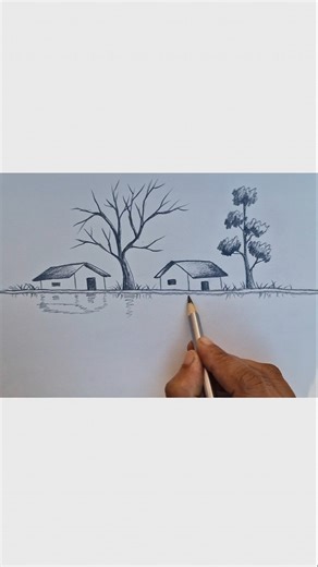 scenery drawing #art #sketch #drawing #shorts