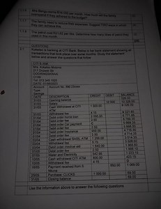 1.1 .6\begin{tabular{l}Mrs Bengu earns R16 000 per month. How ... | Filo