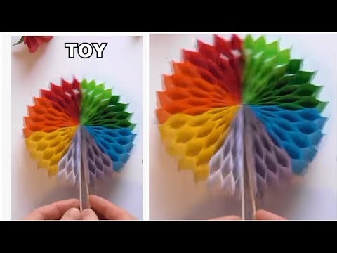 *“DIY Rainbow Paper Fan Toy | Easy Origami Fan Craft Tutorial for Kids & Adults”*