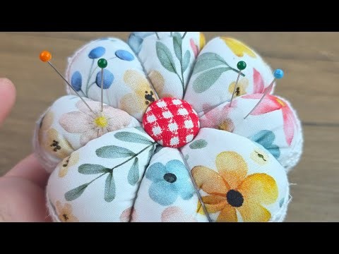Handmade Floral Fabric Pincushion | Cute Flower-Shaped Sewing Pin Cushion