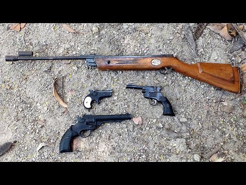 Comparando las pistolas de salva y diábolo 4.5 Mendoza PK 62 L, PK 62 C, PK 62 3 y Rifle de diabolos