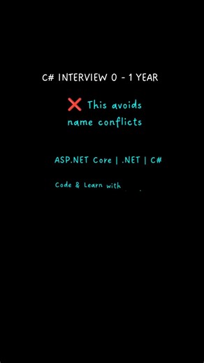 What is Namespace? #csharp #dotnet #youtubeshorts #freshers #learncsharp #interviewquestions