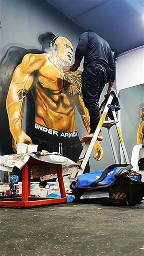 Rock Mural Painting for Gym 💪🔥 | INSANE Wall Transformation #shorts