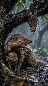 Mother Mongoose Protects Her Tiny Pup from a Python | Wildlife Survival Story