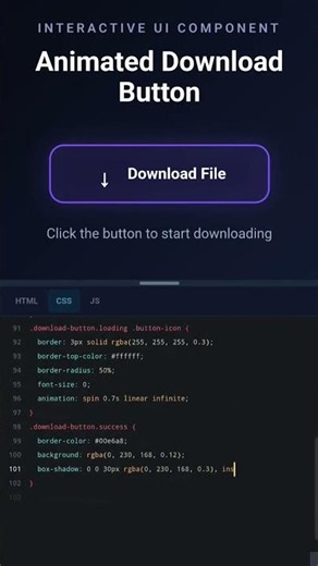 Animated Download Button Using HTML CSS & JavaScript 🔥