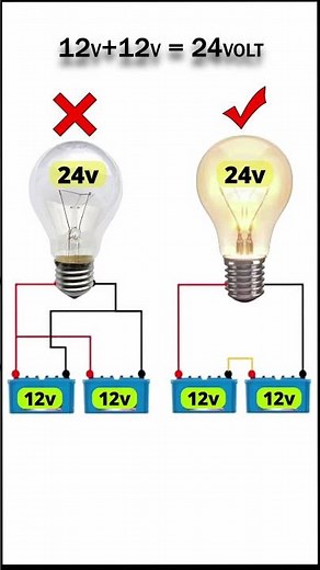 How to Properly Connect 12V Batteries for 24V Output | Electrical Basics #shorts #viral#Bitcircuit06