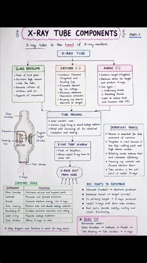 X-Ray Tube Components in 10 Minutes | Easy Notes | Part 7 #radiology #education #xray