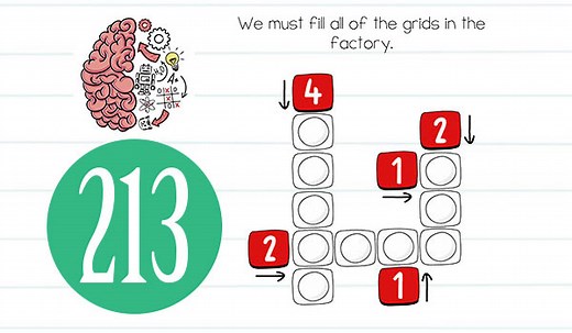 Brain Test Level 213 (NEW) We must fill all of the grids in the factory