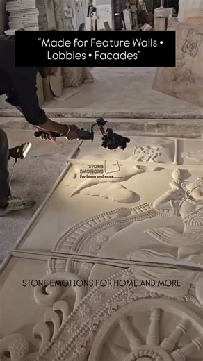 Stone Emotions | CNC Stone Carving that becomes Architecture. From 3D bas-relief wall panels to designer stone textures & inlay applications—every line is cut with precision, then hand-finished for that premium depth. ✅ Custom CNC stone carving ✅ Wall cladding / feature wall panels ✅ Sandstone / basalt / marble projects ✅ Made in Udaipur | Delivered Pan-India DM “PANEL” for sizes, material options & pricing. #stoneemotions #interiordesign #explorepage #foryou #stoneart | Stone Emotions