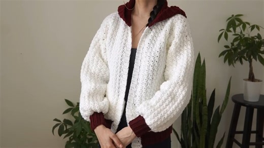 【钩针外套】How To Crochet a Bomber Hoodie Pattern & Tutorial DIY