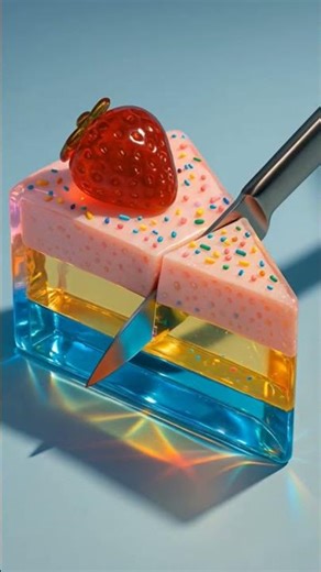 Fresh jello cake cutting #asmr