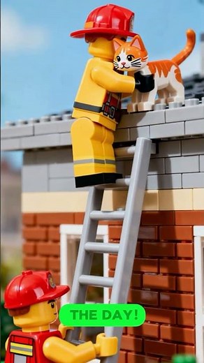 AUTOMATIC LADDER IN ACTION! LEGO Firefighters Extinguish Fire & Rescue