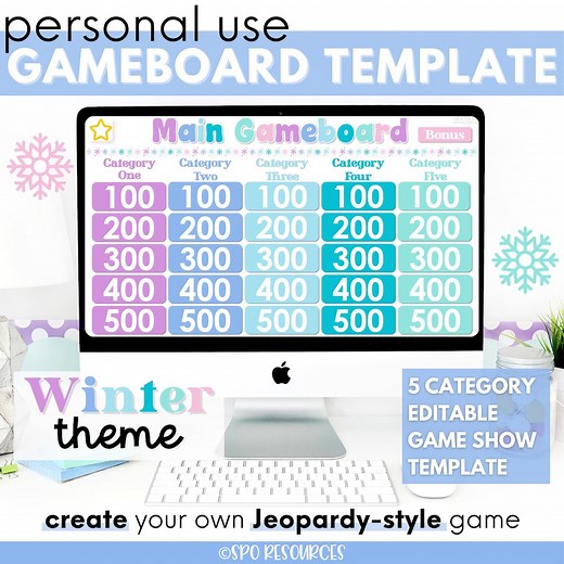 Winter-themed Jeopardy Game Template: Editable Classroom Powerpoint & Google Slides (digital Download) - Etsy