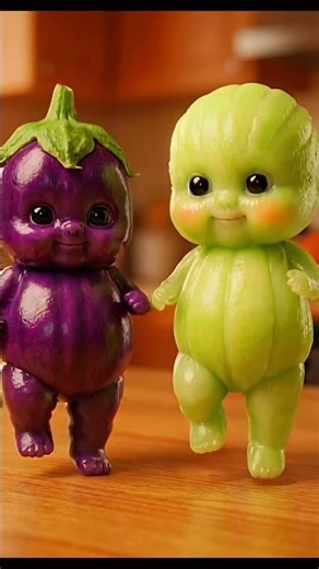 Das SÜSSESTE Aubergine & Melone-Duo! 😍🍆#shorts #3danimation #cute