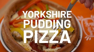24K views · 45 reactions | Next level Yorkshire pudding pizza  The ultimate comfort food combination in the form of a crisp and fluffy Yorkshire pudding pizza. Choose your favourite toppings and pile on the cheese. The only question is, pineapple on pizza? YES OR NO | MuscleFood | Facebook