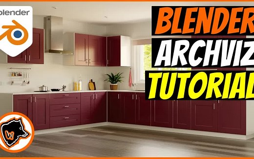 iBlender中文版插件 Archipack Pro 最新汉化版建筑可视化最佳建模室内设计建筑门窗楼梯地板房屋厨房起居室 Blender教程