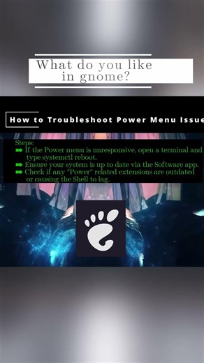 🐧 Gnome 🐧 How to Troubleshoot Power Menu Issues 🐧 #Shorts #KGROSShorts #howToGnome