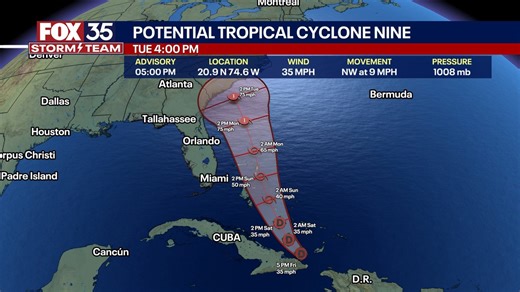 National Hurricane Center: Potential Tropical Cyclone 9 forms near Cuba; Hurricane Humberto churns in Atlantic