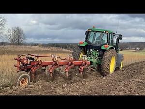 Moldboard Plowing a Hay Field: John Deere 6125M