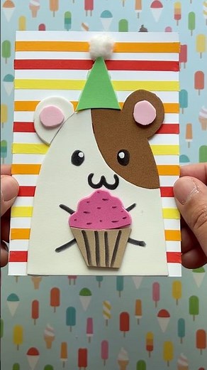 Cute Hamster Birthday Card DIY | Easy Handmade Card with Cupcake & Party Hat🎈🧁 🐹