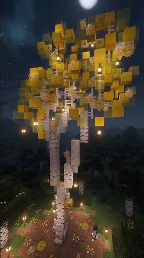 Golden Birch Tree in Minecraft 🌳✨ (Timelapse Build) #minecraft #minecraftbuilding #tree