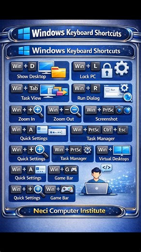 Windows Important Shortcut Keyboard key's #education #computer #windows #Microsoft #pc | NECI Computer Institute