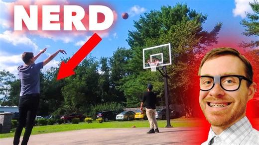 Nerd Steps Onto the Court for a Basketball Game in the Hood