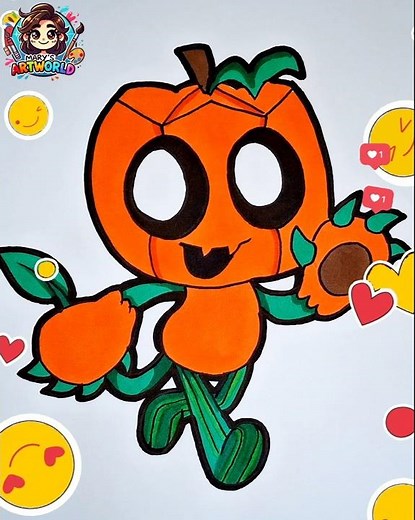 How to Draw Gourdy 🎃 | Dandy’s World Fan Art Tutorial | Easy Drawing #gourdy #drawing #dandysworld