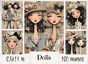 Big Bundle Dolls Vintage Paper Dolls: Shabby Chic Junk Journal Kit (digital Download) - Etsy