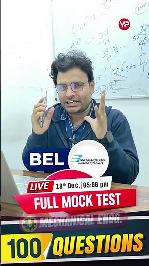 BEL PE Mechanical Full Mock Test – 100 Questions Live @5 PM 18 Dec 2025