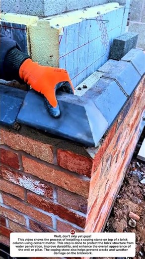 Brick Column Cap Installation Process | Brick Coping Stone Technique.