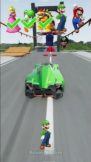 Mario Cars Jump Challenge - BeamNG.Drive #shorts #mario #SuperMarioGalaxyMovie