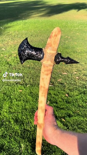 Enchanted Pure Black Obsidian Axe I made. Use it wisely traveler. #fypシ゚viral