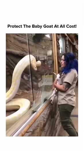 promise 🫂 on Instagram: "The X post from @coconu1518 shares a 13-second video depicting a two-headed yellow python shattering its zoo enclosure glass to pursue a woman holding a baby goat, causing staff panic and evacuation, captioned "Protect the Baby Goat at all cost!" with over 9.6 million views #reels #grooming #reelsinstagram #explore #funny"