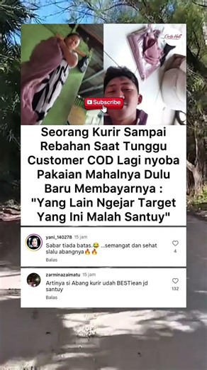 Kurir Rebahan Nunggu COD, Customer Santai Coba Baju#lucu#cod#viral