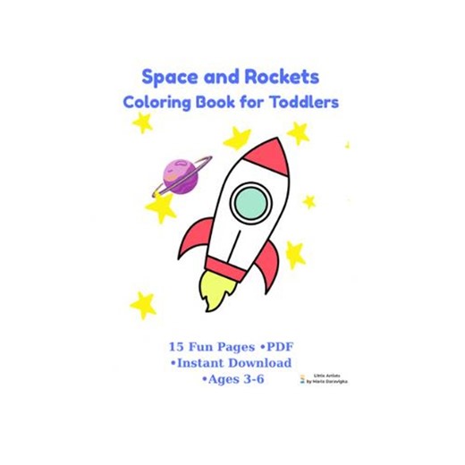 Space Rockets Coloring Book Toddlers Preschoolers, Fun Pages (PDF Download) - Etsy