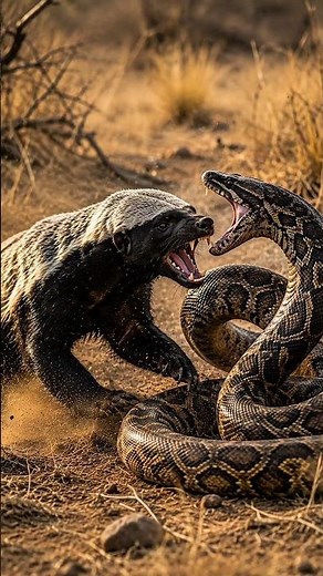 Honey Badger vs Giant Python | Fearless Battle in the African Savanna! 🦡🐍🔥