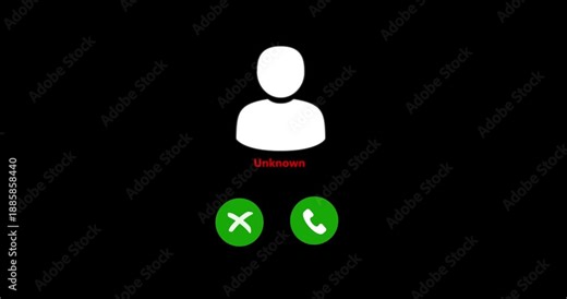 No Caller ID on Cell Phone Animation. Unknown Caller Notification with a Warning Messages to Prevent Scams. Private Call Incoming Screen Animation with Answer and Decline Icons. 4K Professional Scam