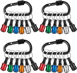 24Pcs Carabiner Bit Holder Keychain 1/4 inch Hex Hex Shank Drill Bits Holder Universal Bit Holder Key Chain Quick Release Bit Holder Extension Bar Screwdriver Bit Holders Gifts for Men