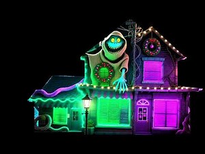 Oogie Boogie Projection Mapping 🎃 | Nightmare Before Christmas Halloween Light Show