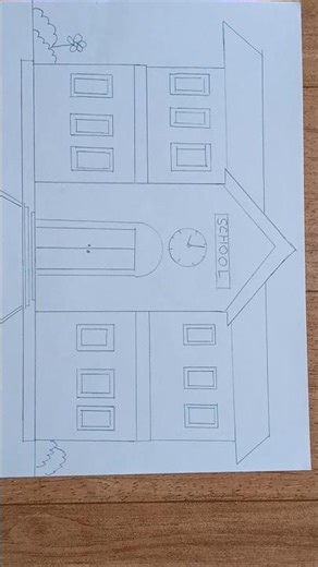 How to draw a L Pattern School / School Scenery Drawing Pencil / School drawing / Pencil Art