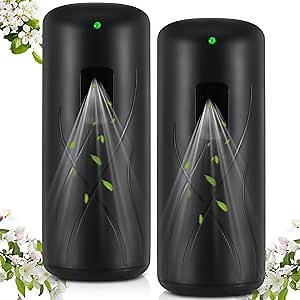 2 Pcs Automatic Air Freshener Spray Dispenser Wall Mounted Fly Mosquito Flying Insect Control Metered Air Freshener Sprayer Battery Operated for Living Room Bathroom Bedroom Farm Barn(Black)