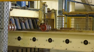 Workshop for the production of particle boards. Manufacture of chipboard, veneer, plywood, wood panels. Wood processing. Woodworking industry