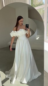 Satin Flower Wedding Dress, Boho Style Bridal Gown, Bridesmaid Dress, Elegant Wedding Attire - Etsy