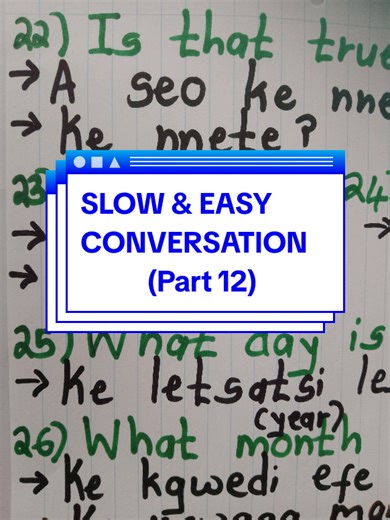 SLOW & EASY SETSWANA CONVERSATION (Part 12)