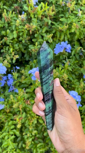 Zoisite with Ruby polished wand! Available now on my website shop now! Use the code: Crystalstoheal12 to get 12% off any crystal! Shop now! #zoisitewithruby #chakrabalancing #crystalstoheal #naturesartwork | Crystals To Heal