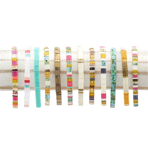 Beachy Tila Bead Bracelet: Boho Stretch Bracelet Stack - Etsy