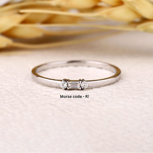 Made to Order “R” Morse Code Ring | Ethical Lab Diamond Band | Custom Initial Stacking Ring in Gold or Silver | Hidden Message Rings | Gifts - Etsy