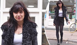 Daisy Lowe make-up free as she steps out in a fur-lined biker jacket